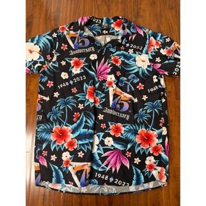 In-N-Out Burger 75th Anniversary Men's Hawaiian Short Sleeve Shirt Sz XL Blue